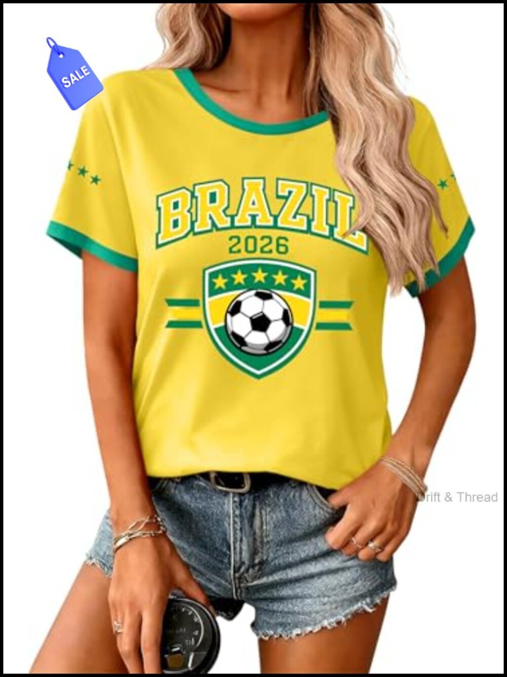 Women's Soccer Cup 2026 Graphic T-Shirt Crew Neck Short Sleeve Loose Fit